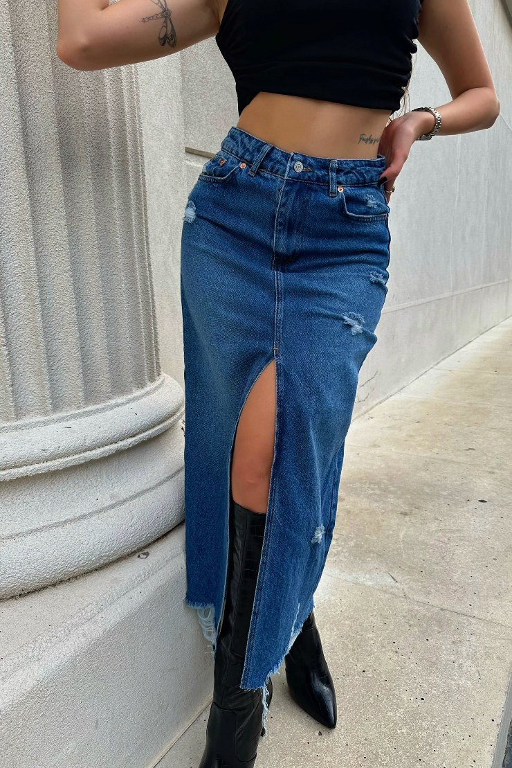 Denim Long Skirt