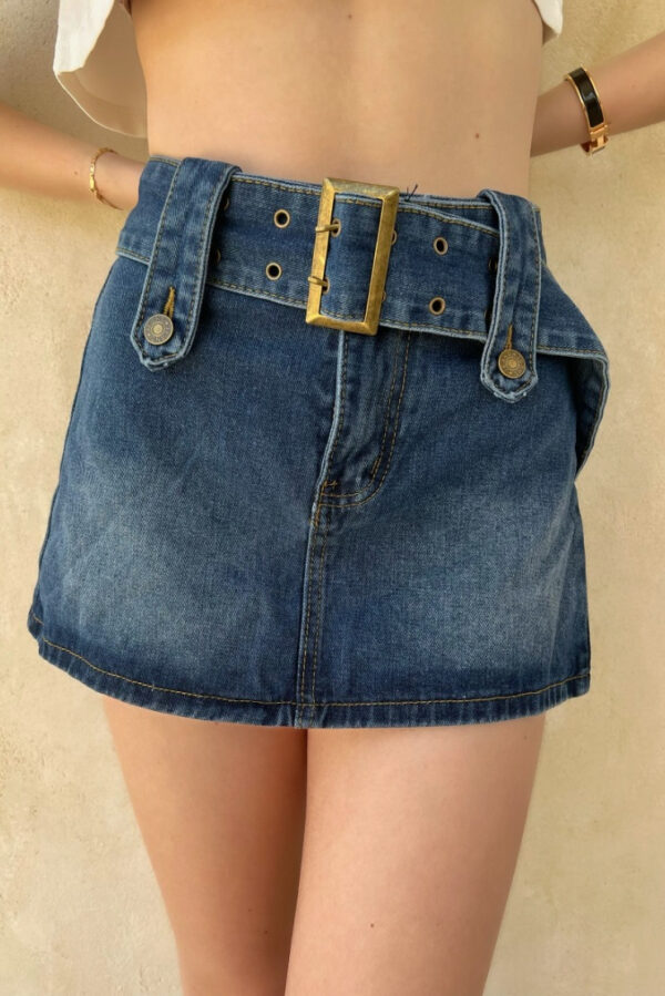 Denim Mini Skirt With Shorts